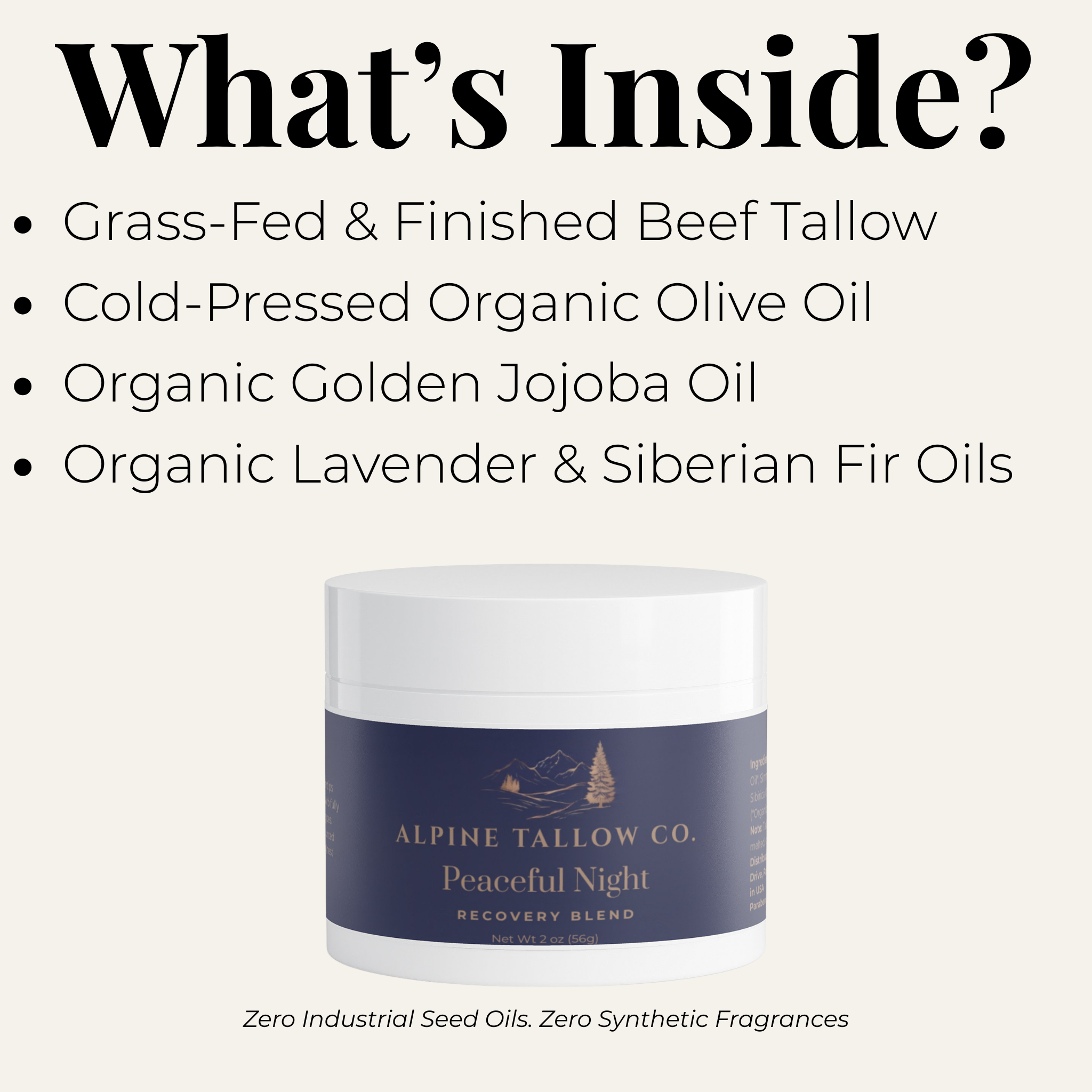 Peaceful Night Recovery Blend | Organic Lavender Tallow